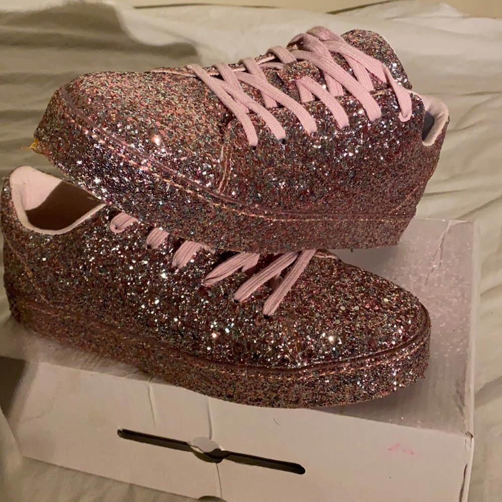 Pink bottom sparkly sneakers from Aldo